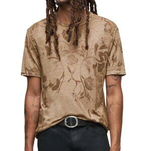 John Varvatos Men's Barrow Faded Floral Edgy Burnout Raw Edge Fabric T-Shirt Rye
